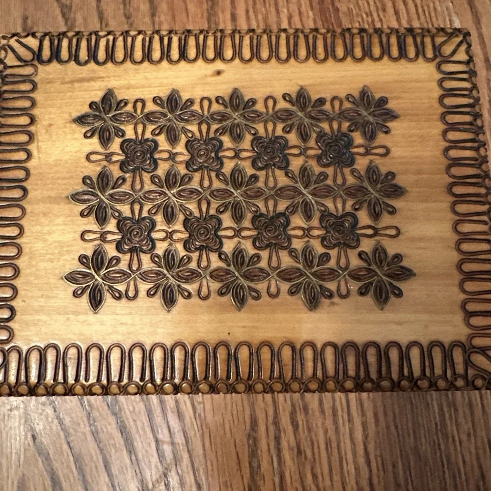 Polish Wooden Trinket Jewelry Box Intricate Hand Carved Floral Patterns Poland‎